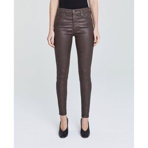 AG Jeans Farrah Skinny LEATHERETTE Brown MID-RISE SKINNY JEANS SIZE 28